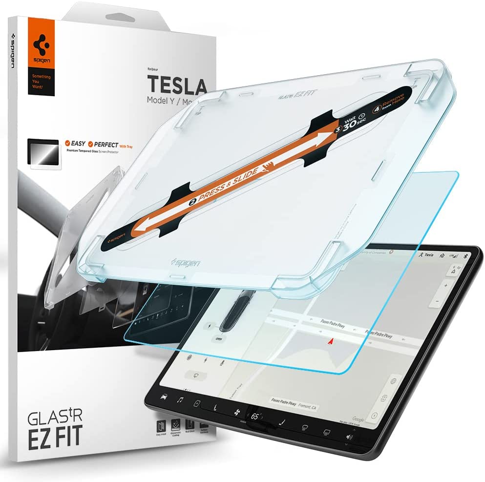 Spigen Glas.tR EZ FIT Screen Protector Compatible with Tesla Model 3 / Y
Template for Installation Included, Matte, 9H Tempered Glass, Anti-Fingerprint