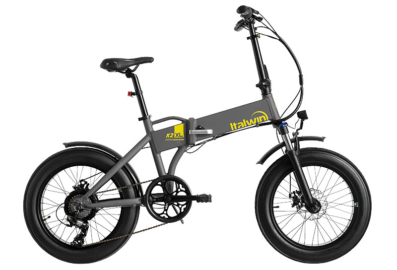 Electric bike ITALWIN K2XL 20&quot; 378 Wh 36V-10,5 Ah - Assistance level / distance traveled : 1- up to 60 Km; 3- up to 40 km; up to 5- 35 km.