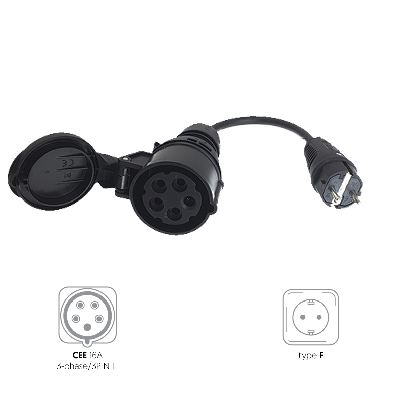 Charging adapter PCE 5 poles 16A socket from Schuco Type F plug IP44