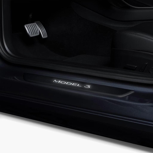 [1537260-01-A] Накладки на пороги с подсветкой черные Model 3 2017-2023